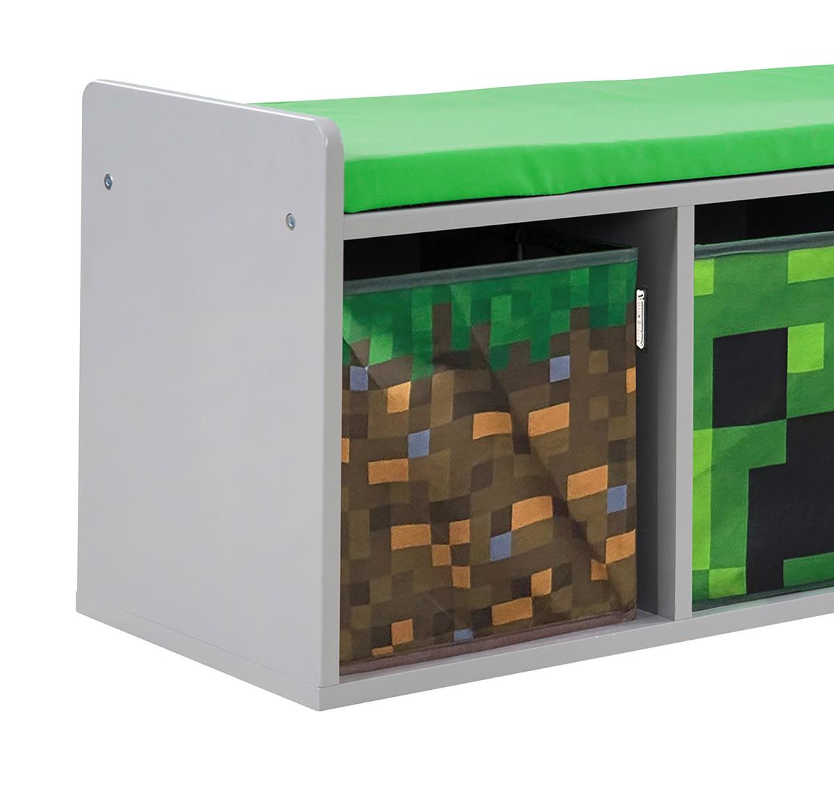 Kindersitzbank Minecraft ca. 119x60x35 cm Grau/Grün - Multicolor/Grau, MODERN, Holzwerkstoff/Textil (119/60/30cm) - Minecraft