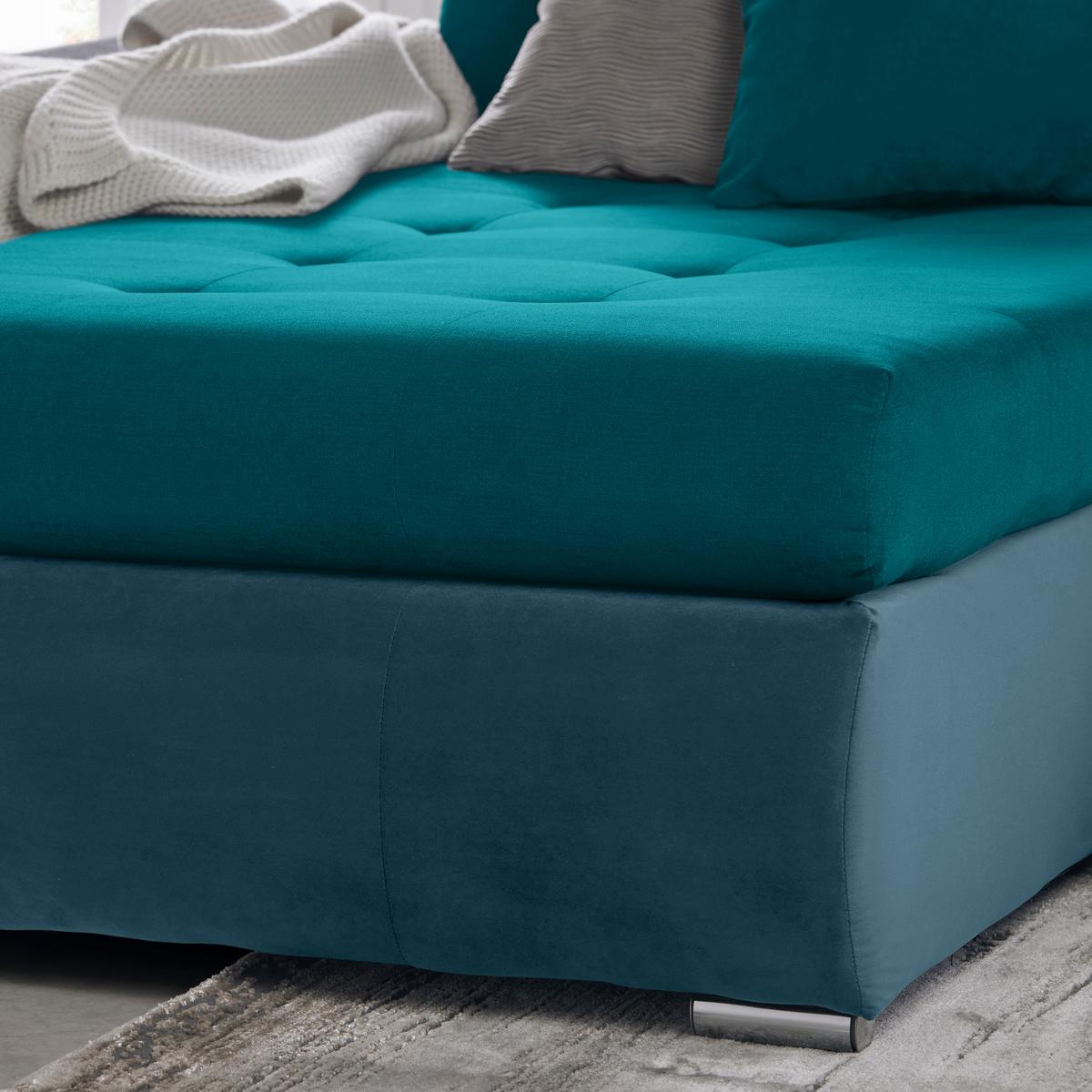 Wohnlandschaft Enrico Petrol - Chromfarben/Petrol, KONVENTIONELL, Kunststoff/Textil (303/88/185cm) - Mömax