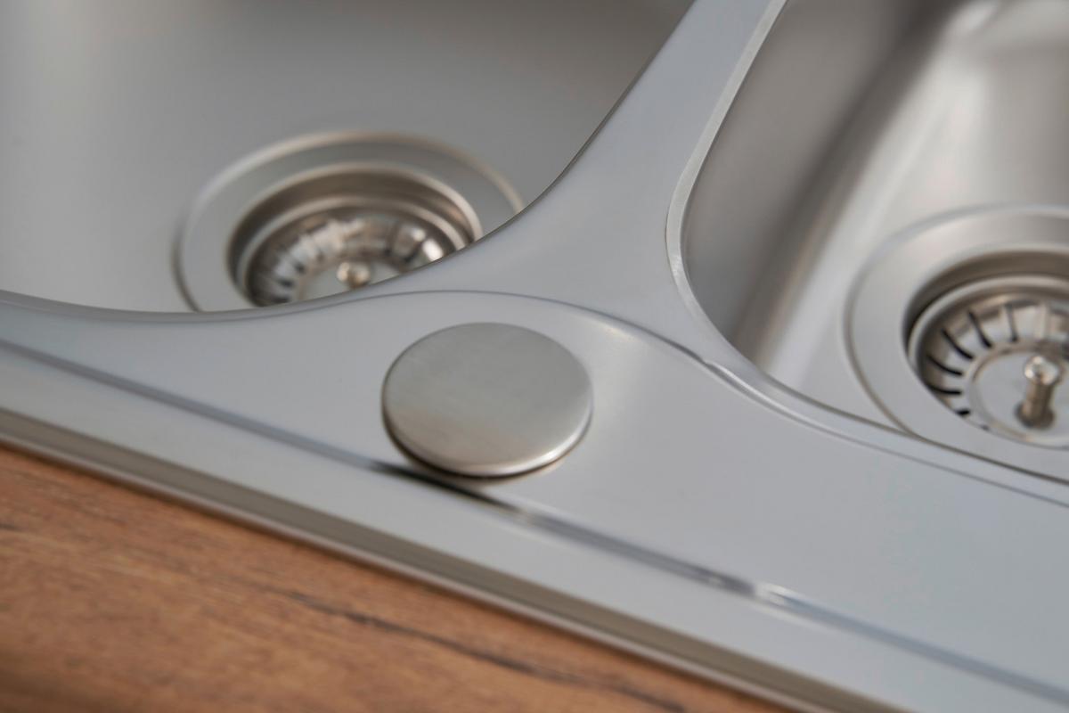 Spüle Edelstahl m. Siebkorb B/T ca. 100x50 cm - Edelstahlfarben, MODERN, Metall (100/17,5/50cm) - Respekta