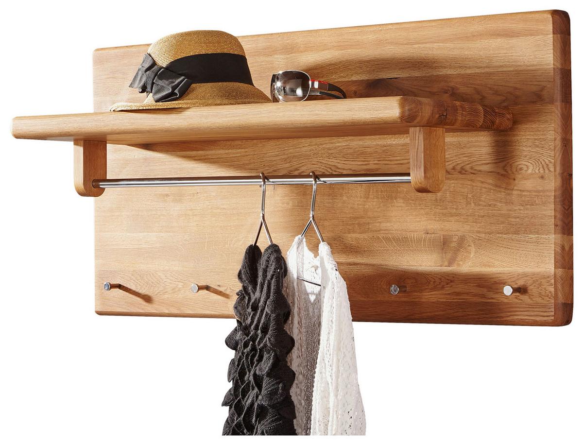 WIESZAK ŚCIENNY KM-0240 - kolor dębowy, Basics, drewno (100/50/32,5cm)