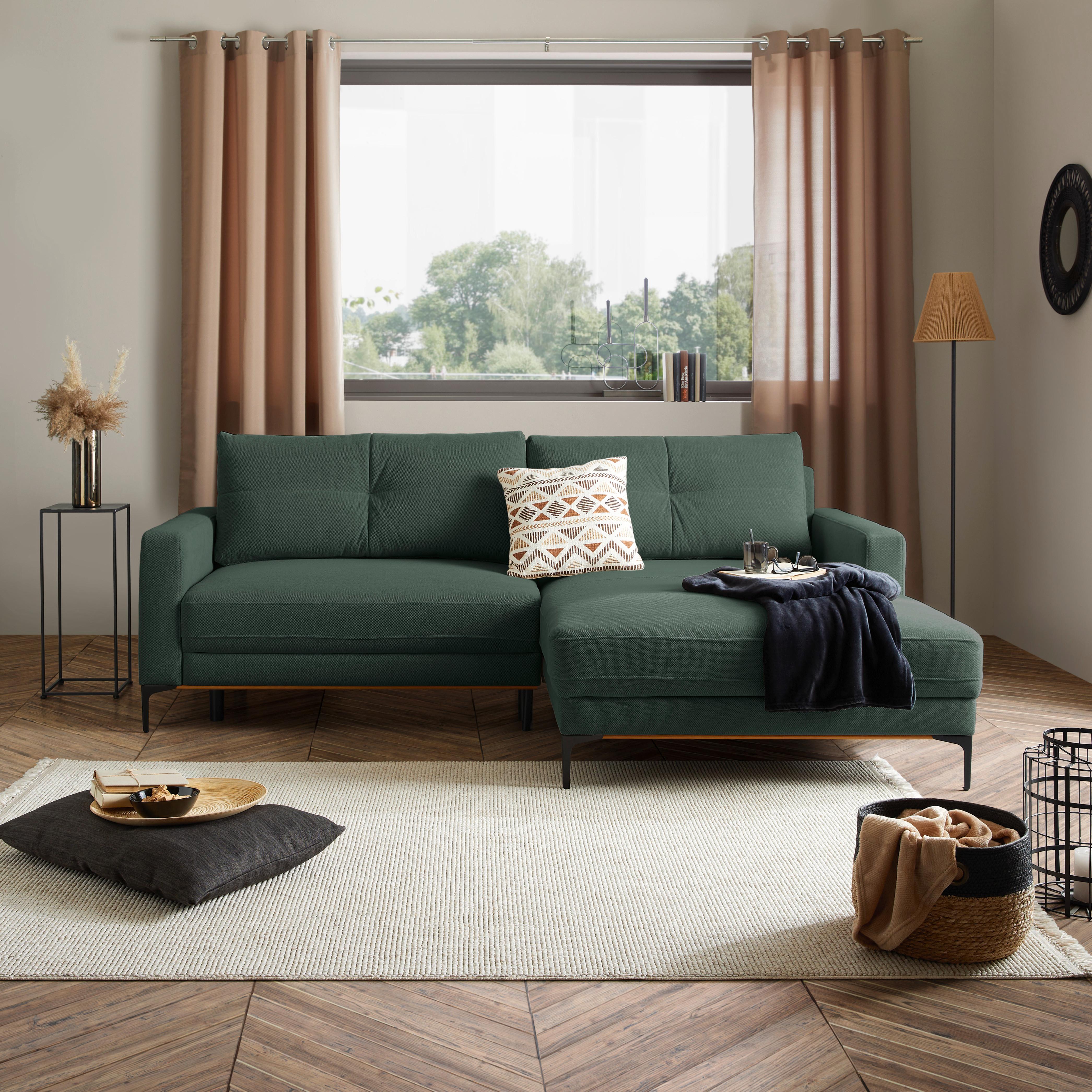 Kutna Garnitura Bergamo - šumska zelena/crna, Moderno, tekstil/metal (238/162cm) - Mömax