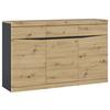 Komoda Turino - hrast Artisan/antracit, Trend, drvni materijal/plastika (150/92,1/39,9cm) - Modern Living
