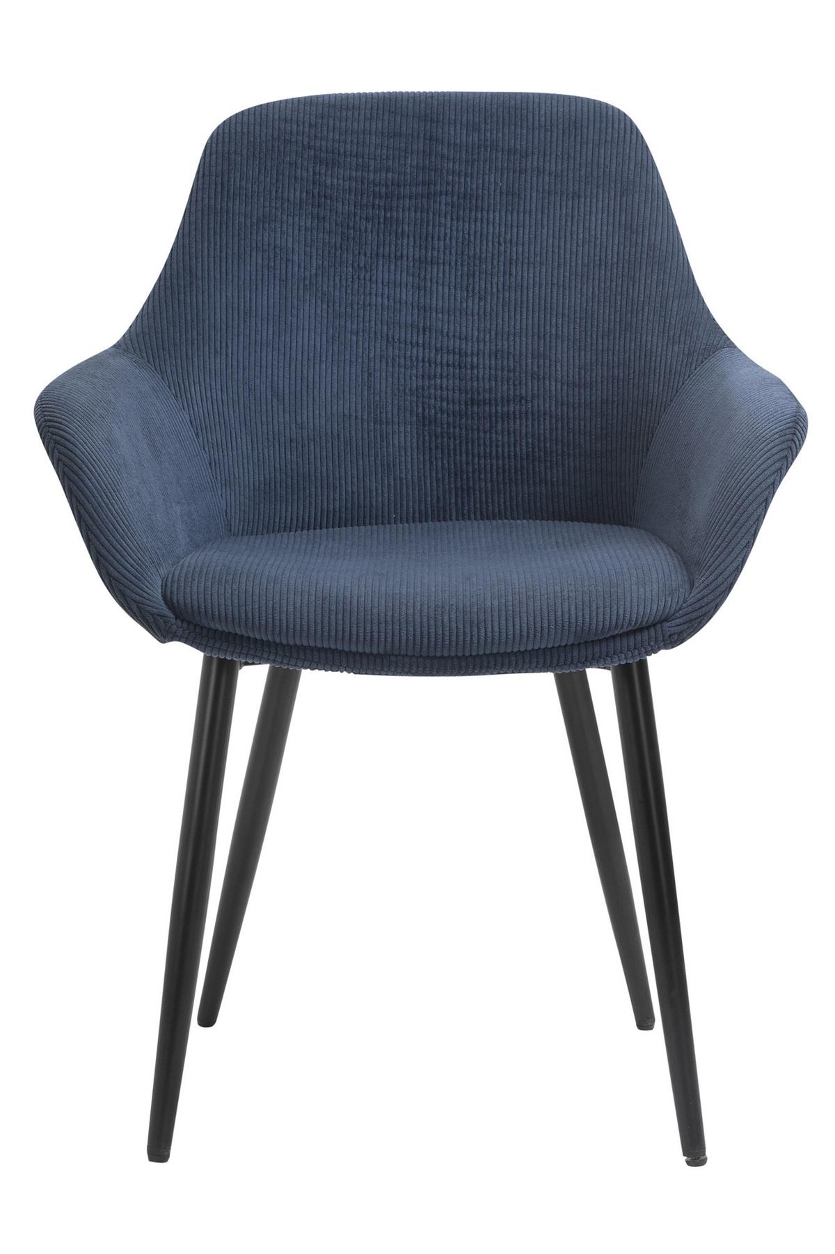 Set Naslanjačev Cord, Temno Modra, 2-Delni - črna/temno modra, Moderno, kovina/tekstil (64/86/59cm) - Livetastic