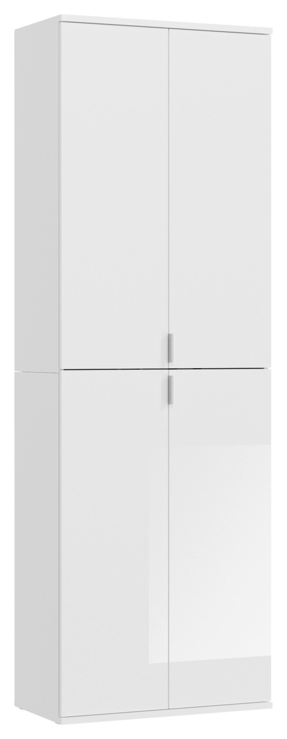 Mehrzweckschrank Projekt X ca. 65x193 cm Weiß - Chromfarben/Weiß Hochglanz, MODERN, Holzwerkstoff/Metall (65/193/37cm) - MID.YOU