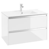 SZAFKA Z UMYWALKĄ NENA BIAŁY 80 CM - biały/kolor aluminiowy, Basics, materiał drewnopochodny/metal (80cm) - MID.YOU