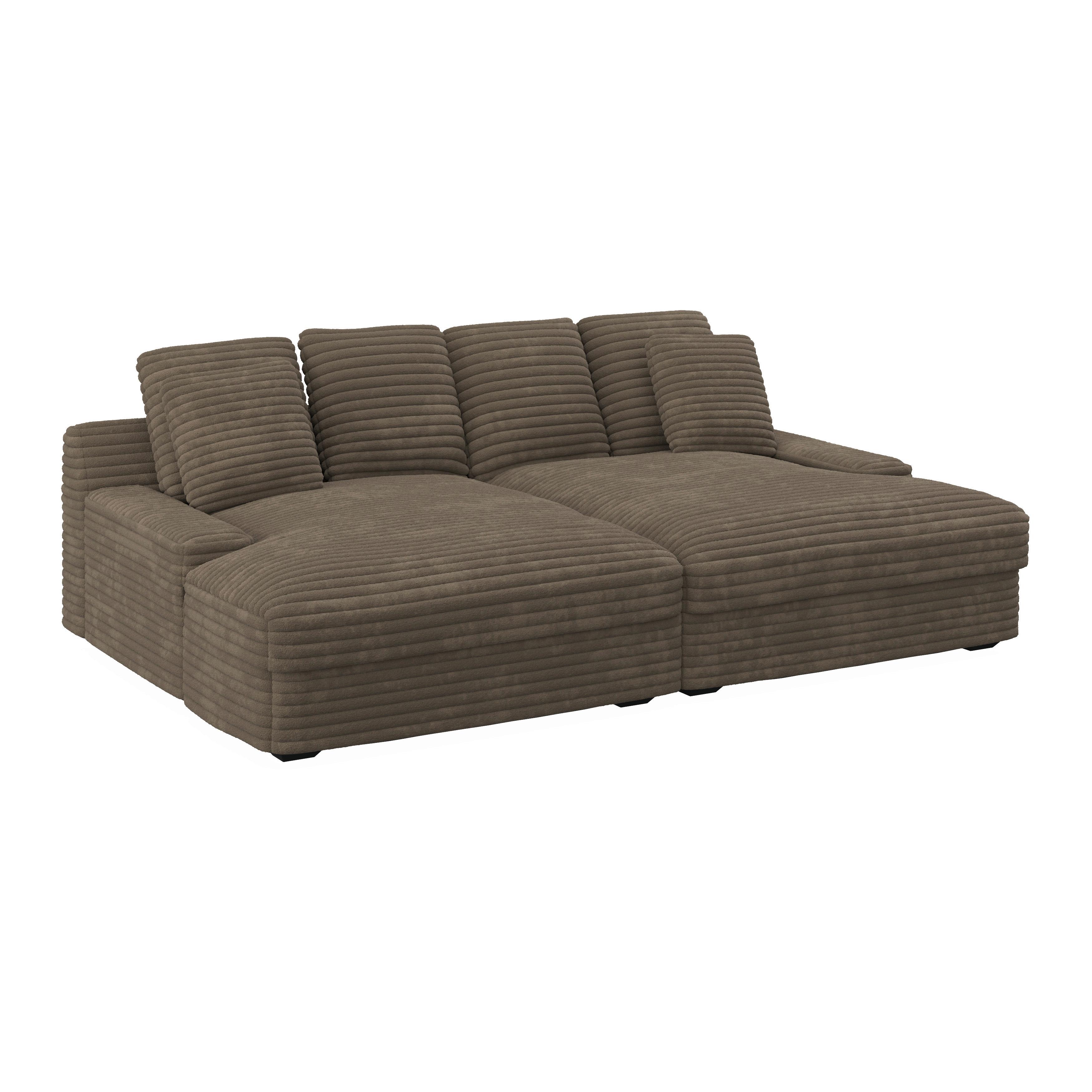 Big Sofa Loveseat Eleonora Cord Braun - Schwarz/Braun, MODERN, Holz/Kunststoff (250/97/168cm) - Bessagi Home
