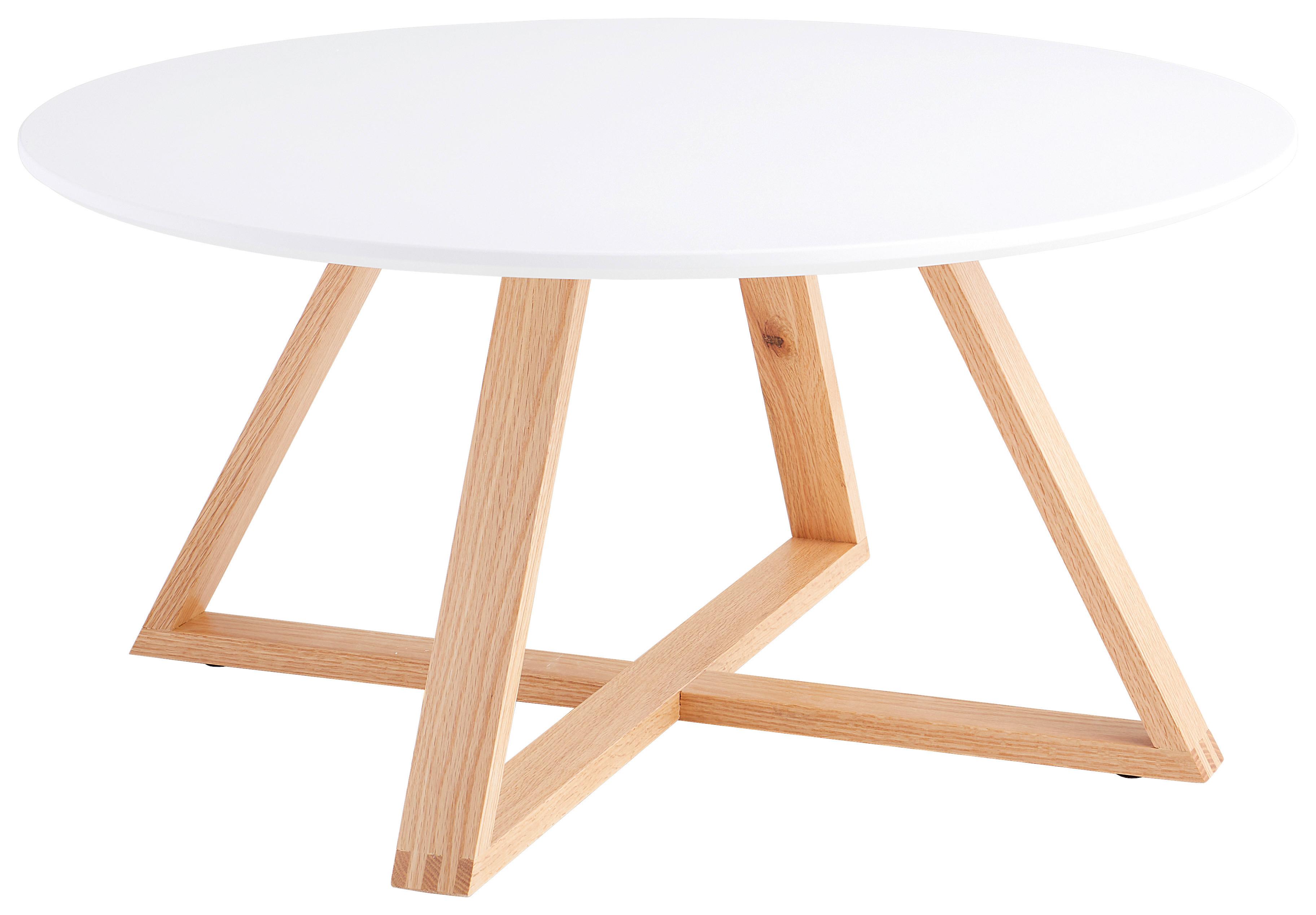 STOLIK KAWOWY MATTEO - kolor dębowy/biały, Modern, materiał drewnopochodny/drewno (80/80/39cm) - MID.YOU