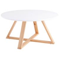 STOLIK KAWOWY MATTEO - kolor dębowy/biały, Modern, materiał drewnopochodny/drewno (80/80/39cm) - MID.YOU