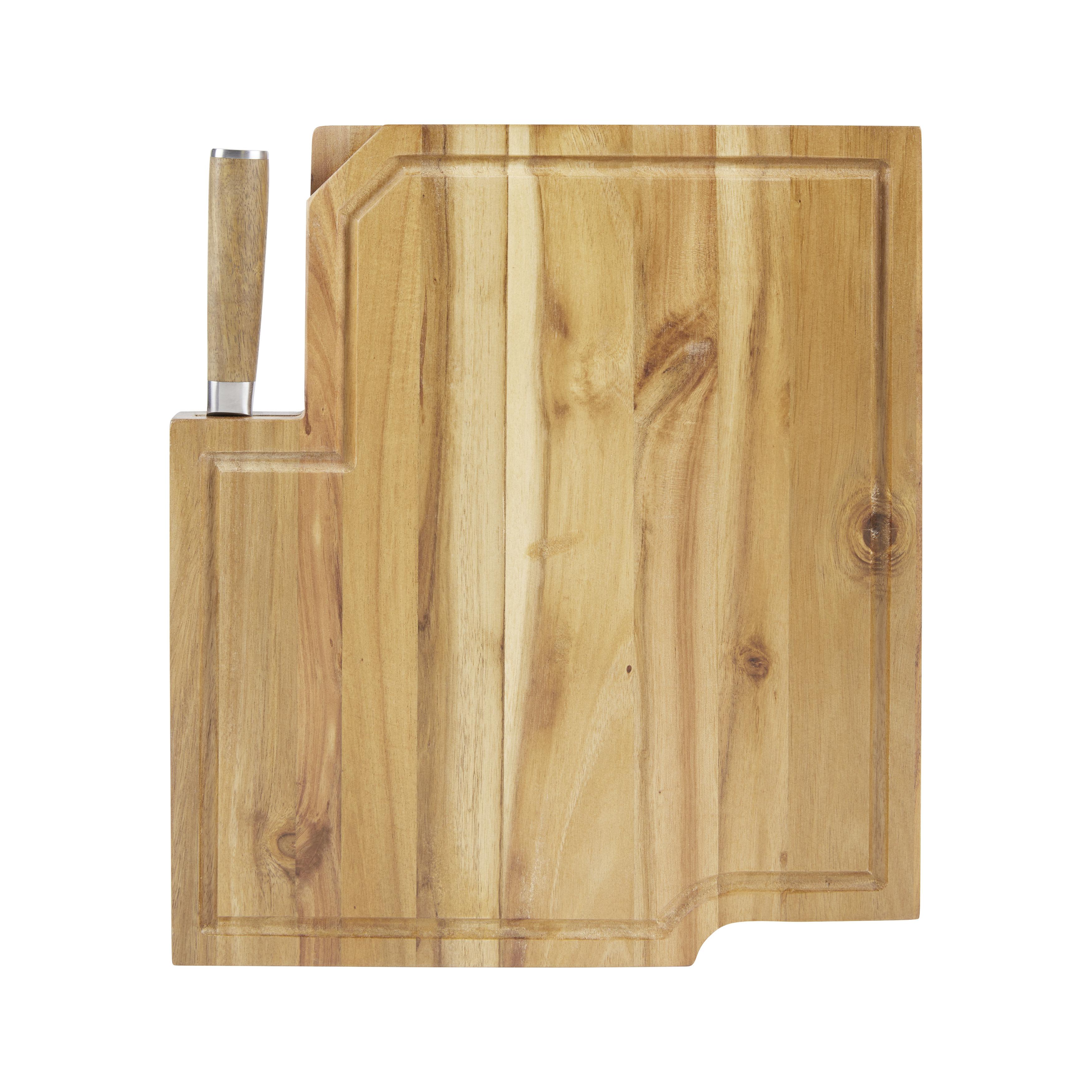 Messerblock Elija aus Akazie, 2-teilig - Braun, Trend, Holz/Metall (35,8/41,5/3,5cm) - Echtwerk