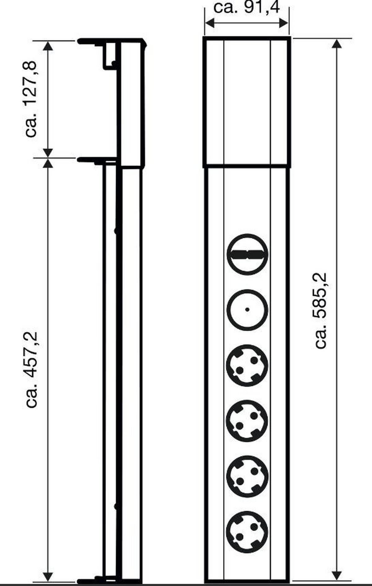 Steckdosenelement Casia 4-fach Edelstahl-Effekt - Edelstahlfarben/Schwarz, Kunststoff/Metall (9,1/45,7/4,2cm)