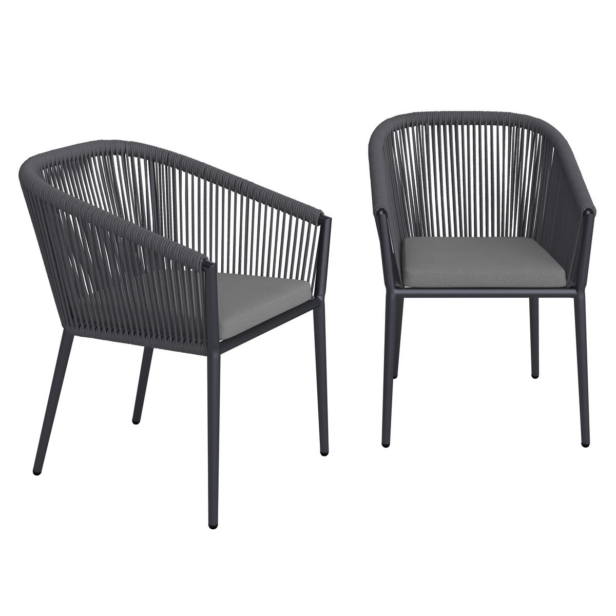 ZESTAW FOTELI OGRODOWYCH BENICIA - ciemnoszary/szary, Modern, metal/tkanina (56/76/65cm) - Bessagi Garden