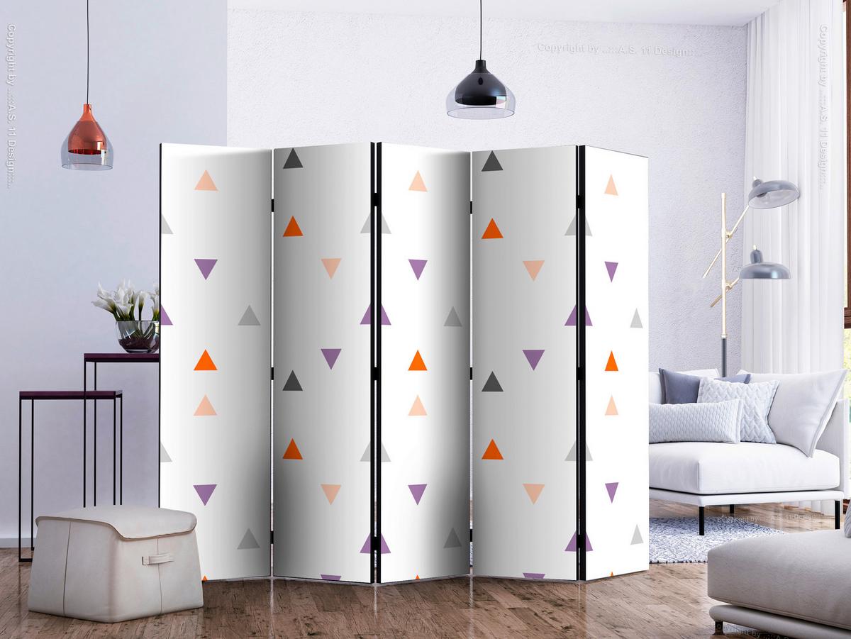 Paravan Triangles Rain I, 5-Delni, Dvostranski - večbarvno, Basics, tekstil/les (225/172/3cm) - artgeist