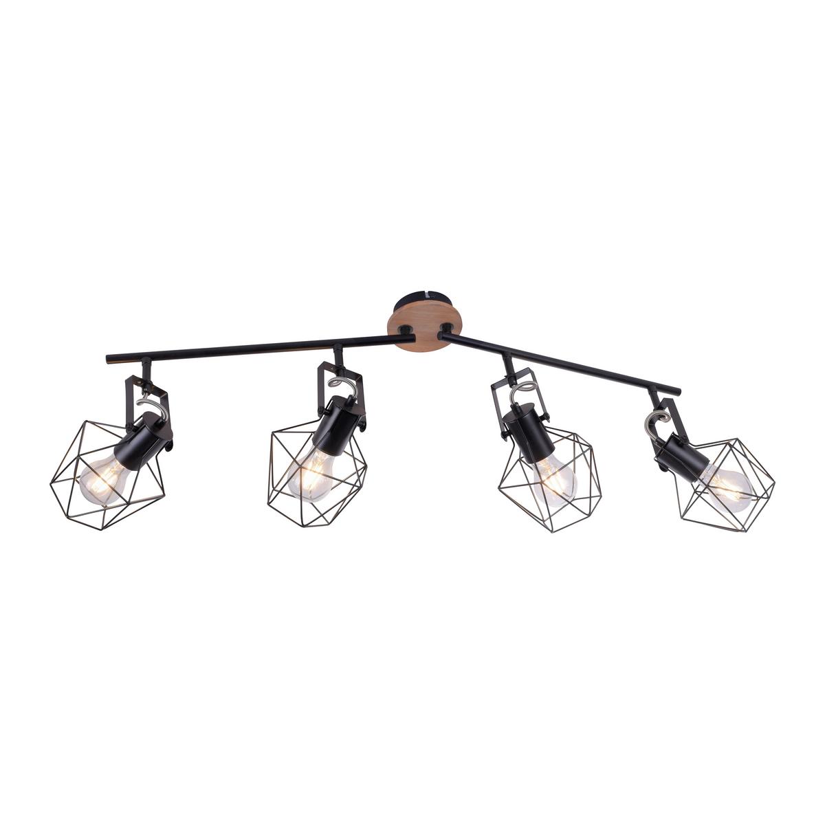 LED-Deckenleuchte 15674-78 max. 60 Watt - Schwarz, Natur, Holz/Metall (110/109/30,5cm)