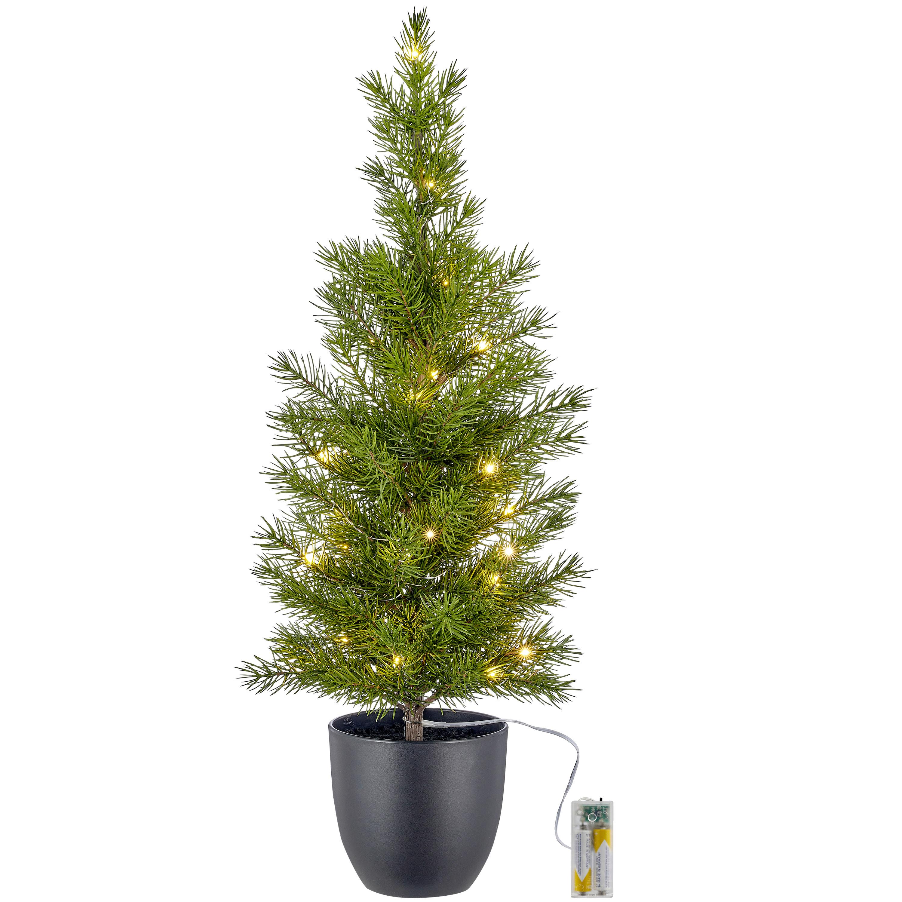 Kunstpflanze Tannenbäumchen Grün/Braun/Schwarz - Schwarz/Braun, Basics, Kunststoff (68cm)