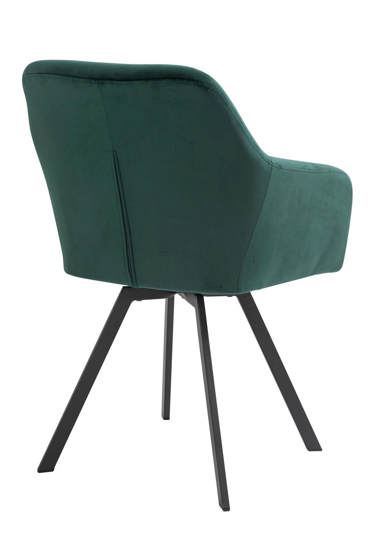 Naslanjač Samt, Gozdno Zelena, Vrtljiv - črna/gozdno zelena, Moderno, kovina/tekstil (61/85/62cm) - Livetastic