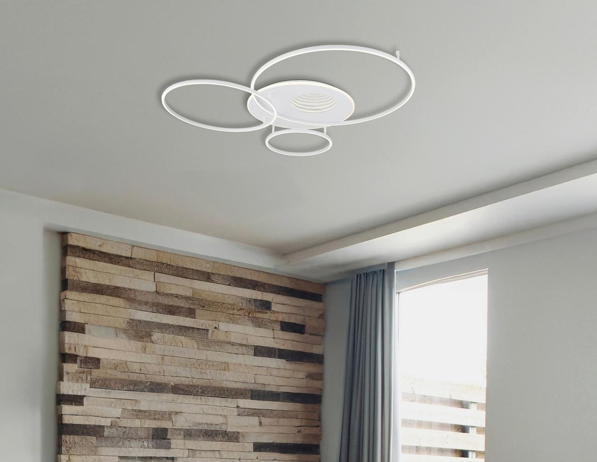 Led Stropna Svjetiljka Invertina - bijela, Design, metal/plastika (126,4/105,3/13cm) - Globo