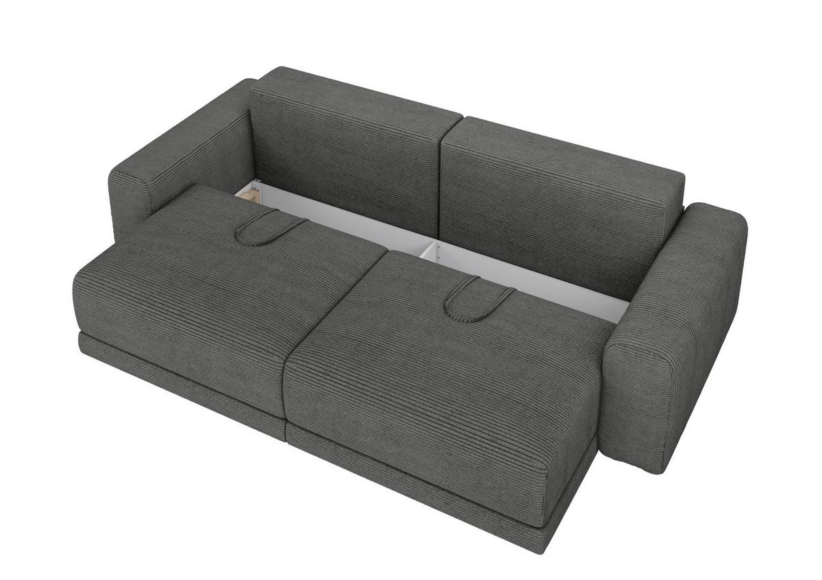 Sofa Plain Dunkelgrau - Dunkelgrau/Schwarz, MODERN, Kunststoff/Textil (256/88/120cm) - Mömax