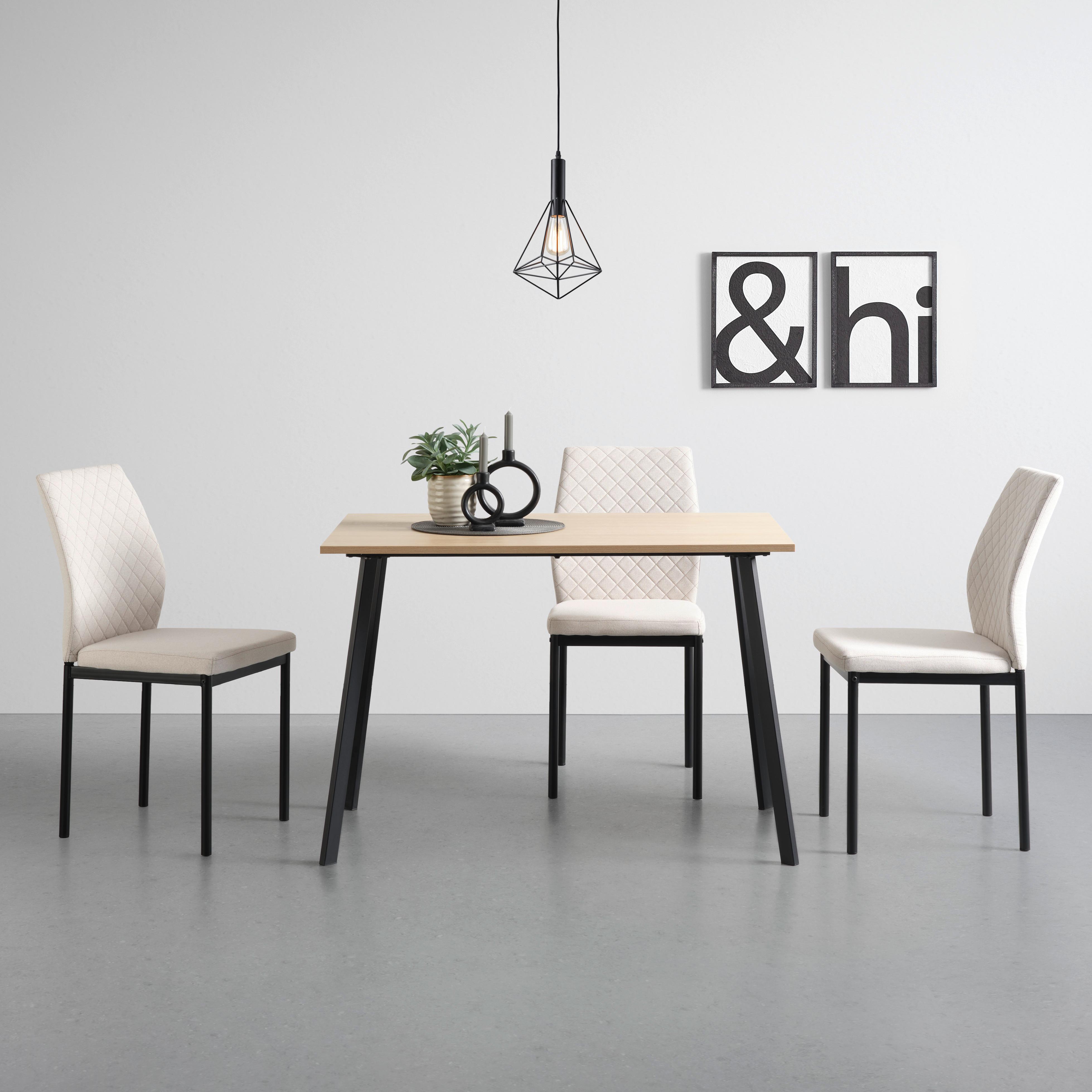 MATBORD EMIL - svart/ekfärgad, Klassisk, metall/trämaterial (110/75/70cm) - Based