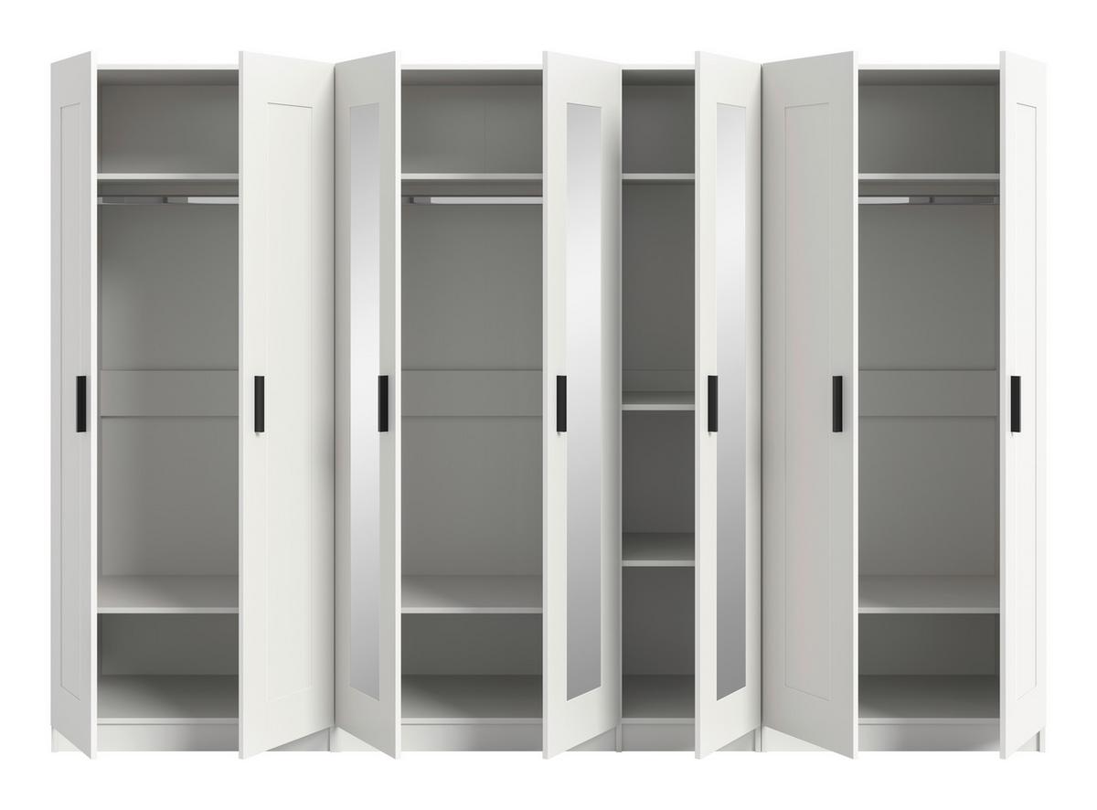 Drehtürenschrank Visby Weiß - Schwarz/Weiß, ROMANTIK / LANDHAUS, Holzwerkstoff/Kunststoff (280/194/56cm) - Livetastic