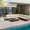 Loungegarnitur-Set Amaia Creme Metall/Outdoorstoff +Abdeckung - Beige/Anthrazit, MODERN, Holz/Textil - Bessagi Garden