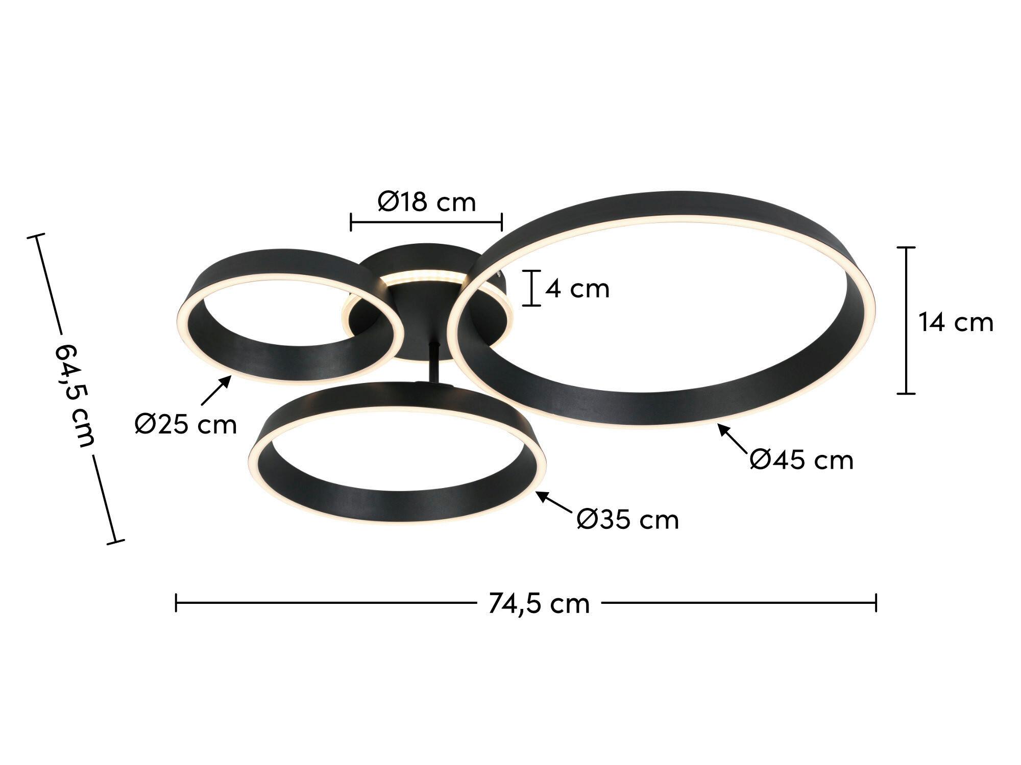 LED-TAKLAMPA STAR - svart, Modern, metall/plast (64,5/74,5/14cm) - Mömax