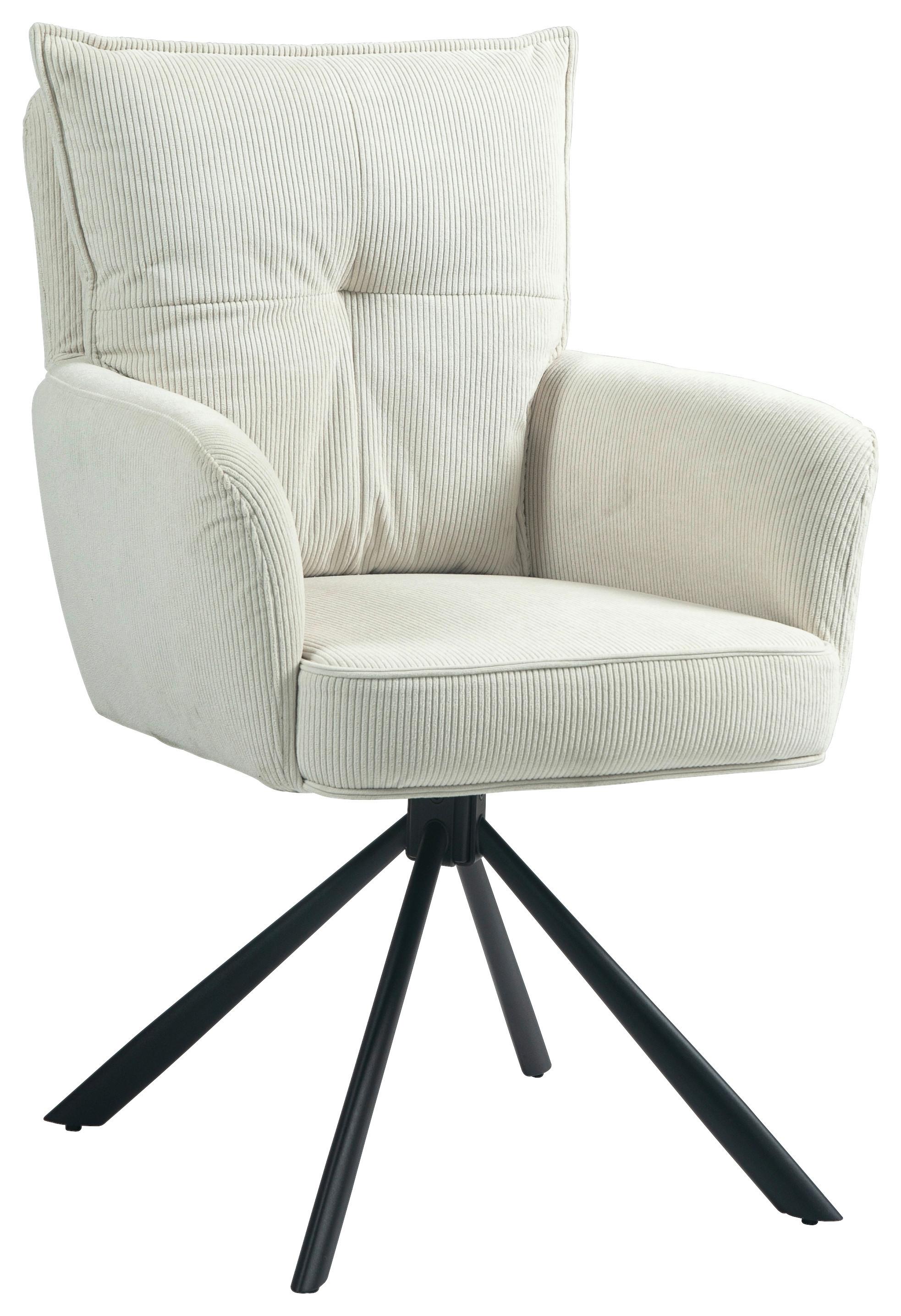 KRZESŁO Z PODŁOKIETNIKAMI POINT - kremowy/czarny, Design, metal/tkanina (60/95/67cm) - Novel