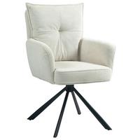 KRZESŁO Z PODŁOKIETNIKAMI POINT - kremowy/czarny, Design, metal/tkanina (60/95/67cm) - Novel