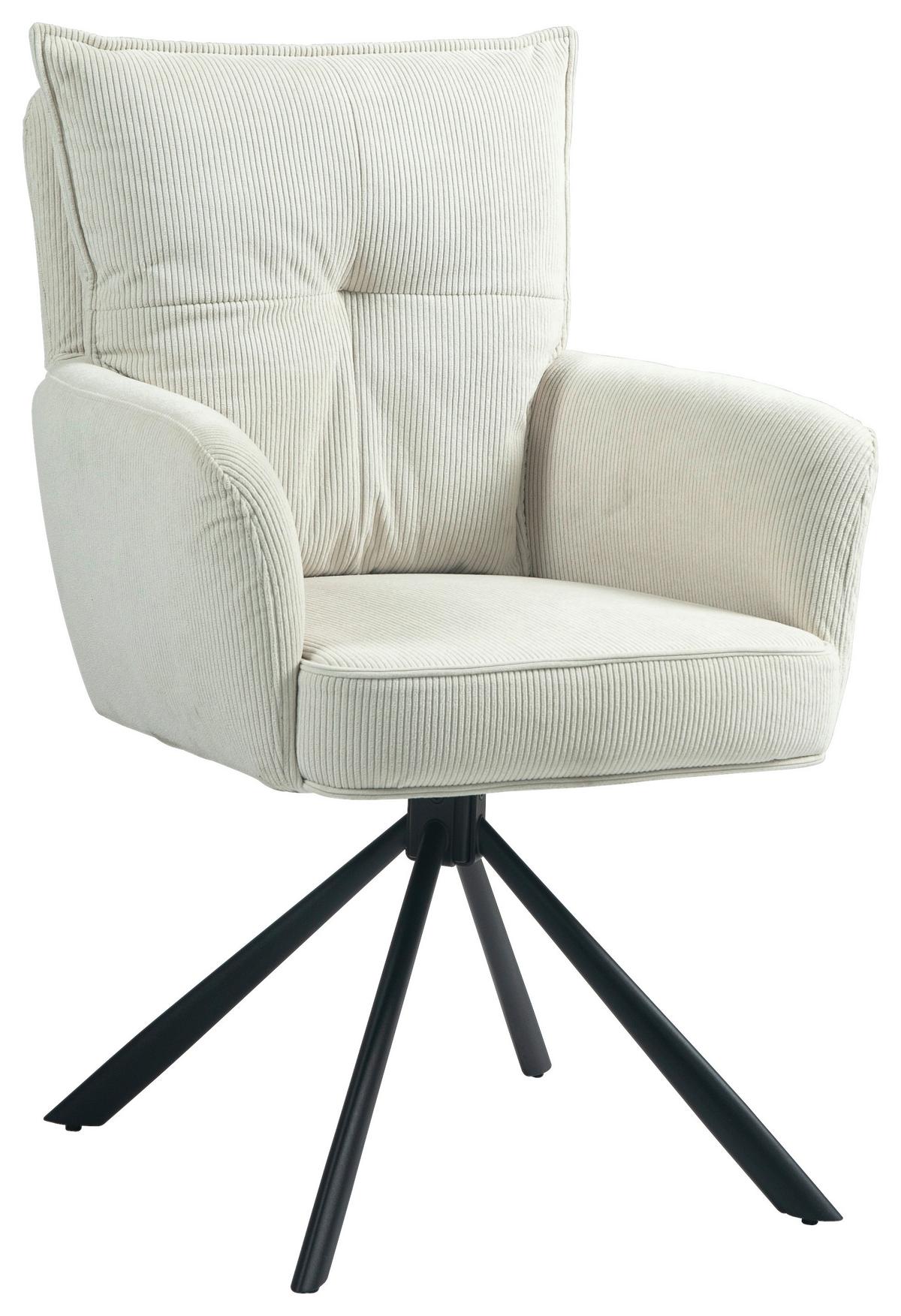 KRZESŁO Z PODŁOKIETNIKAMI POINT - kremowy/czarny, Design, metal/tkanina (60/95/67cm) - Novel