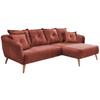 Wohnlandschaft Baggio Koralle Velours - Koralle/Buchefarben, MODERN, Holz/Textil (277/162cm) - Livetastic