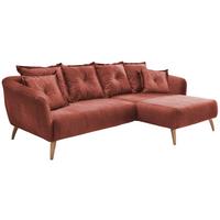 Wohnlandschaft Baggio Koralle Velours - Koralle/Buchefarben, MODERN, Holz/Textil (277/162cm) - Livetastic