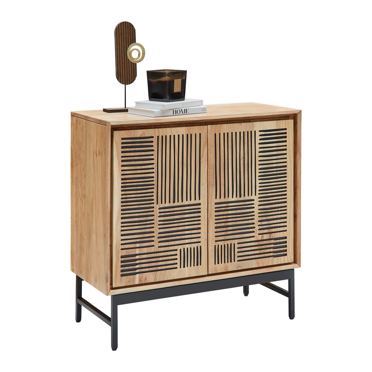 Sideboard Tarim Schwarz/Akaziefarben - Schwarz/Akaziefarben, LIFESTYLE, Holz/Metall (85/85/40cm) - Mömax