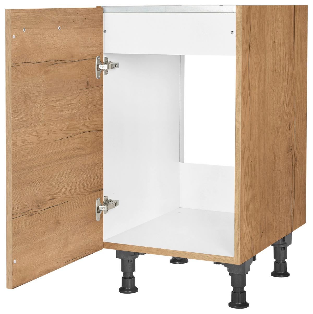 Spülenunterschrank Structura Eiche - Eichefarben/Schwarz, MODERN, Holzwerkstoff/Metall (45/87/56cm) - Nobilia