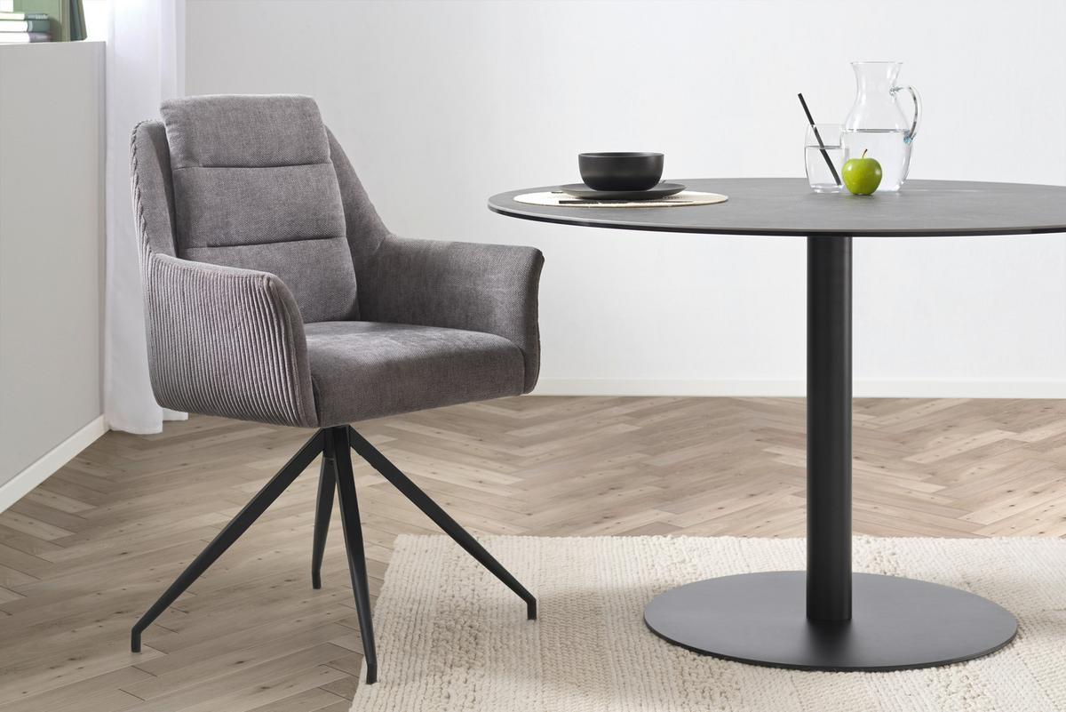 KRZESŁO Z PODŁOKIETNIKAMI ISEO - czarny/szary, Modern, metal/drewno (61/93/61cm) - Livetastic