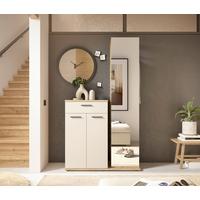 Ansamblu de hol MALAGA - crem/culoare lemn stejar, Basics, sticlă/material pe bază de lemn (105/188/38cm) - Modern Living
