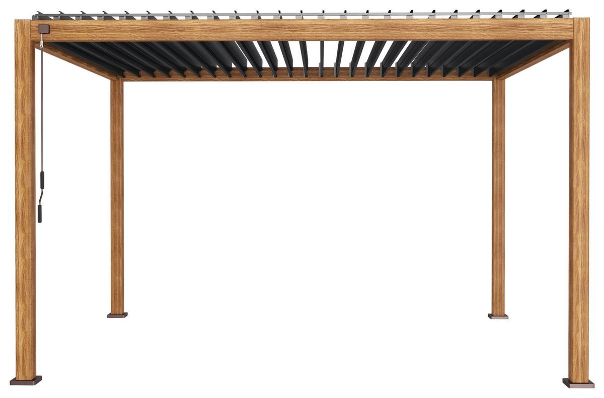 Pergola Mirador Deluxe ca. 400x300 cm Alu Holzoptik - Anthrazit, MODERN, Metall (400/250/300cm) - Gardenson