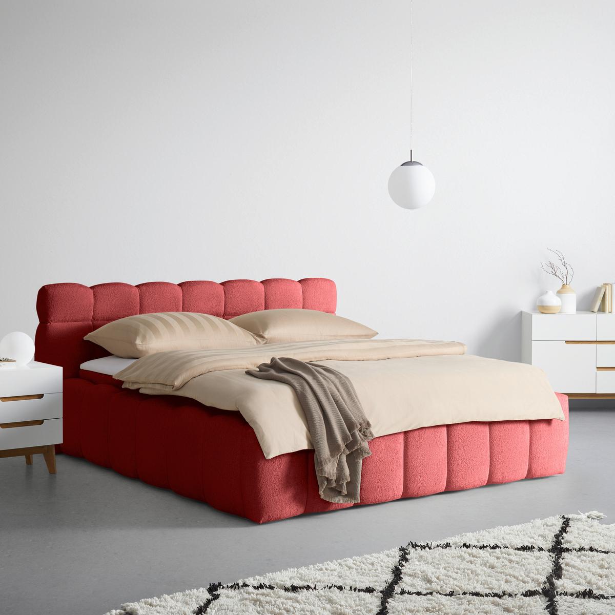 Polsterbett Monte Rot Ca. 160x200cm - Rot/Schwarz, Konventionell, Kunststoff/Textil (160/200cm) - Based