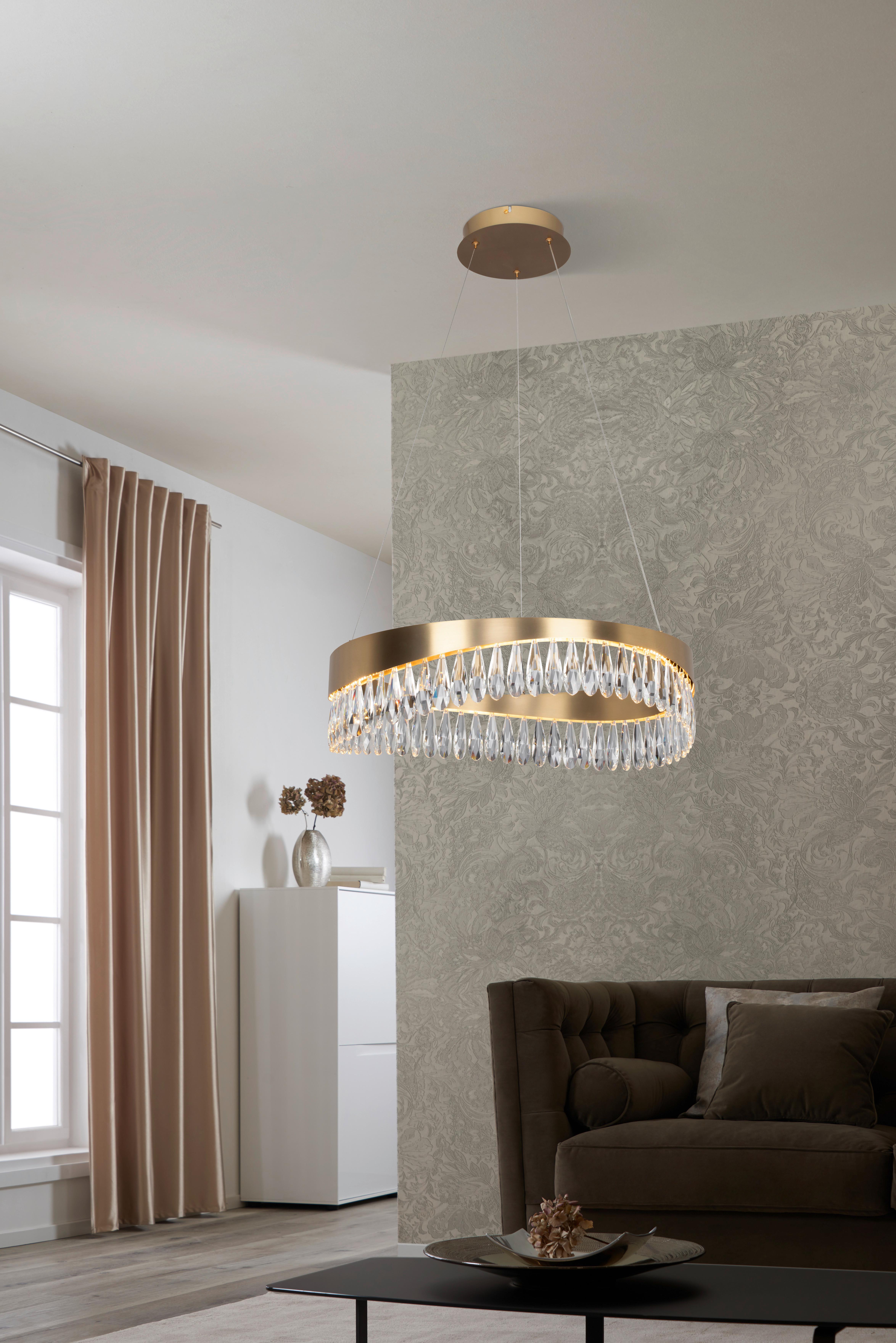 LAMPA WISZĄCA LED FERRARA - kolor złoty, Design, metal (60/150cm) - Glandor