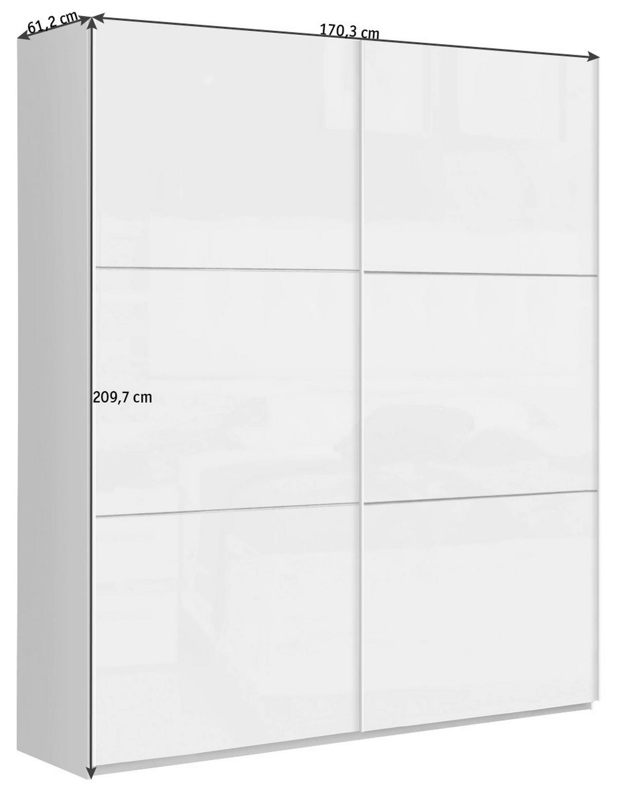 Omara Z Drsnimi Vrati Leader, Bela - bela/visoki sijaj, Design, kovina/leseni material (170,3/209,7/61,2cm) - home24
