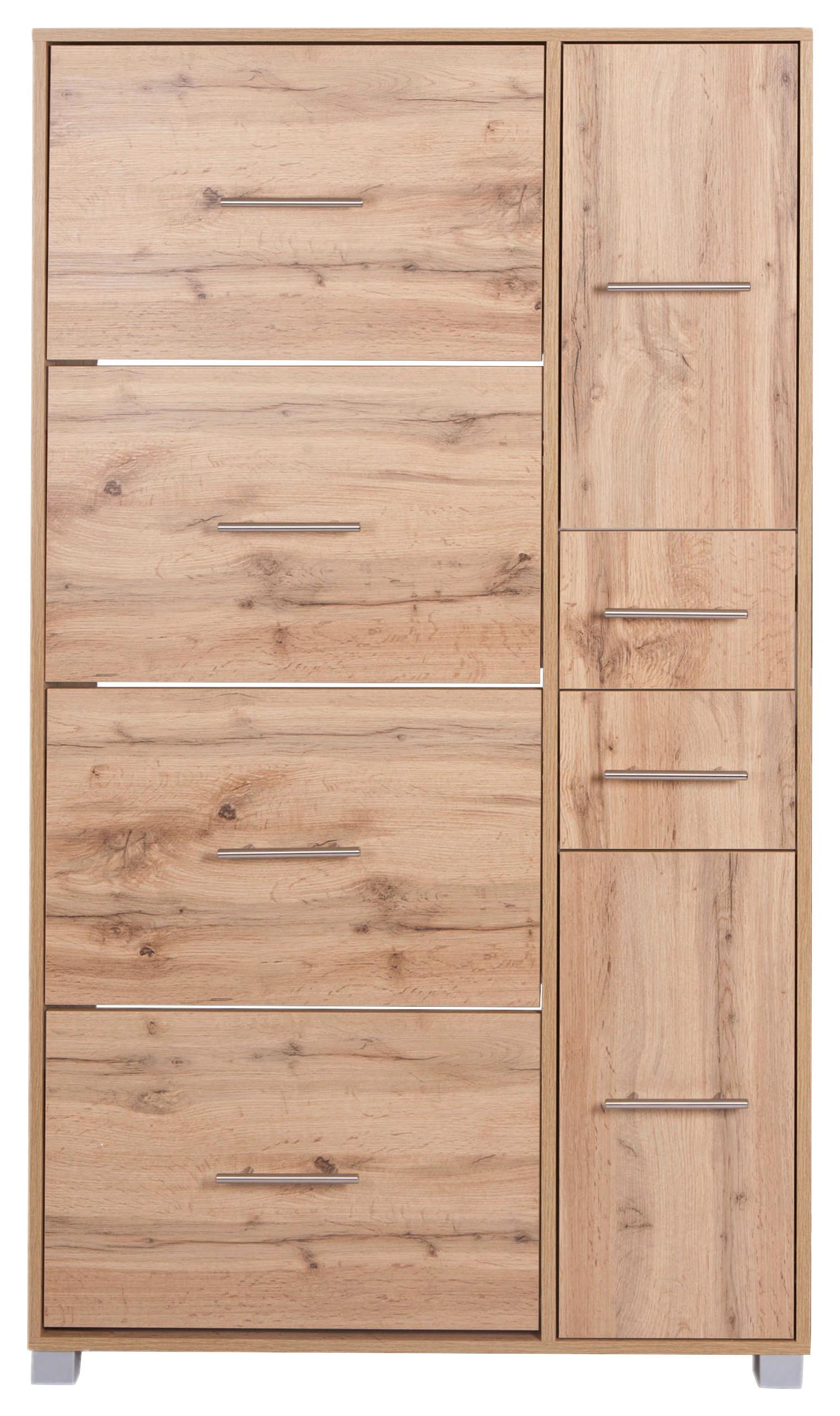Schuhschrank "Pisa" , braun - Silberfarben/Braun, Basics, Holzwerkstoff/Kunststoff (88,4/163,7/30cm) - MID.YOU