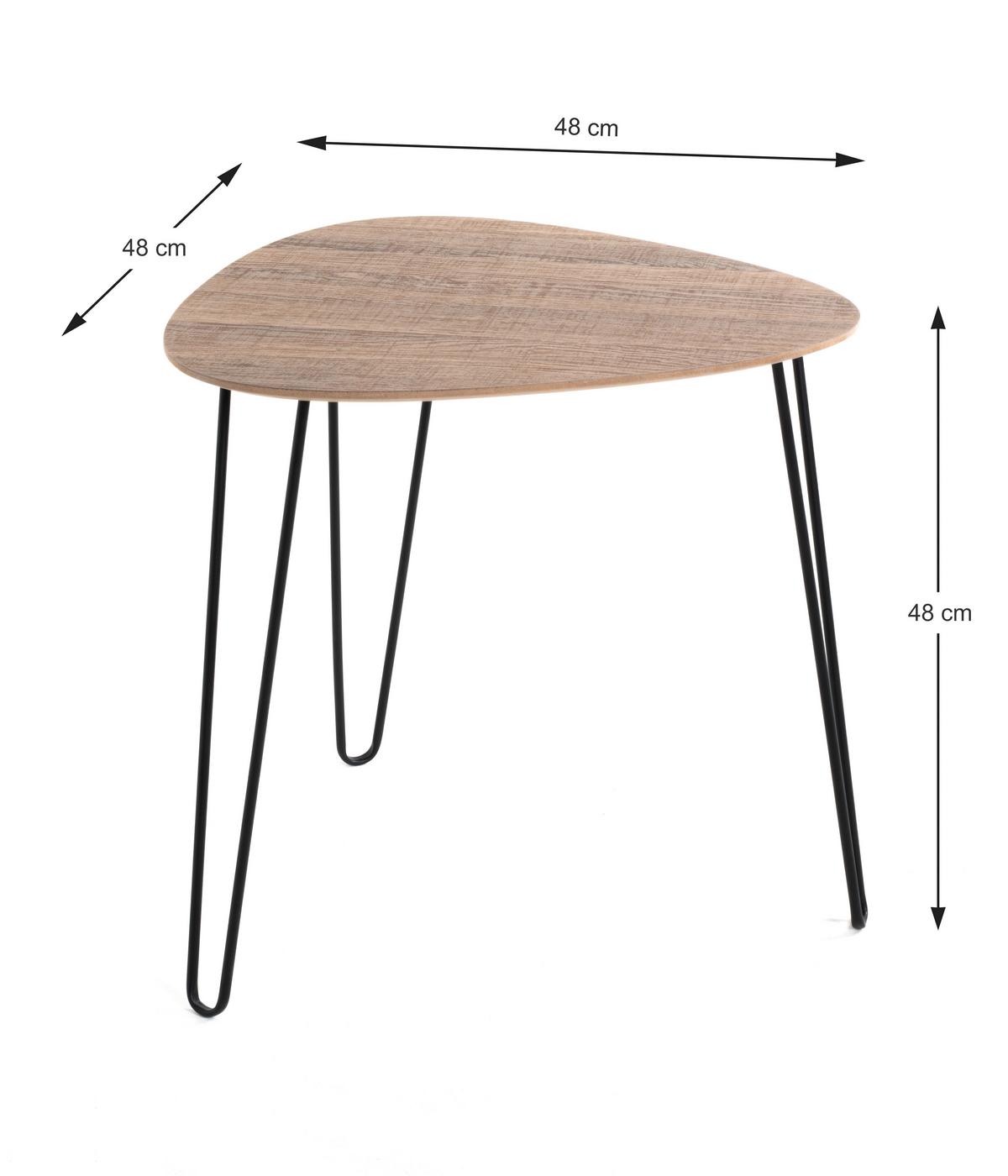 Masă auxiliară BOLOGNA 1 - culoare lemn stejar/negru, Modern, metal/material pe bază de lemn (48/48/48cm) - Zandiara