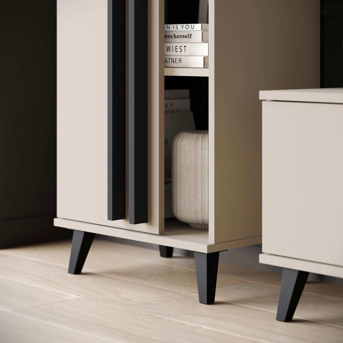 Dnevni Regal Helsinki 1, Bež, 4-Delno - črna/bež, Trend, umetna masa/leseni material (270/140/33cm)
