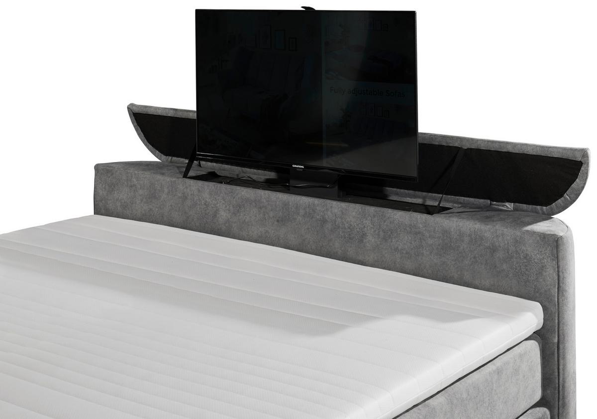 Boxspringbett Dallas m. LED ca. 180x200 cm Grau - Grau, MODERN, Holzwerkstoff/Kunststoff (180/200cm) - MID.YOU