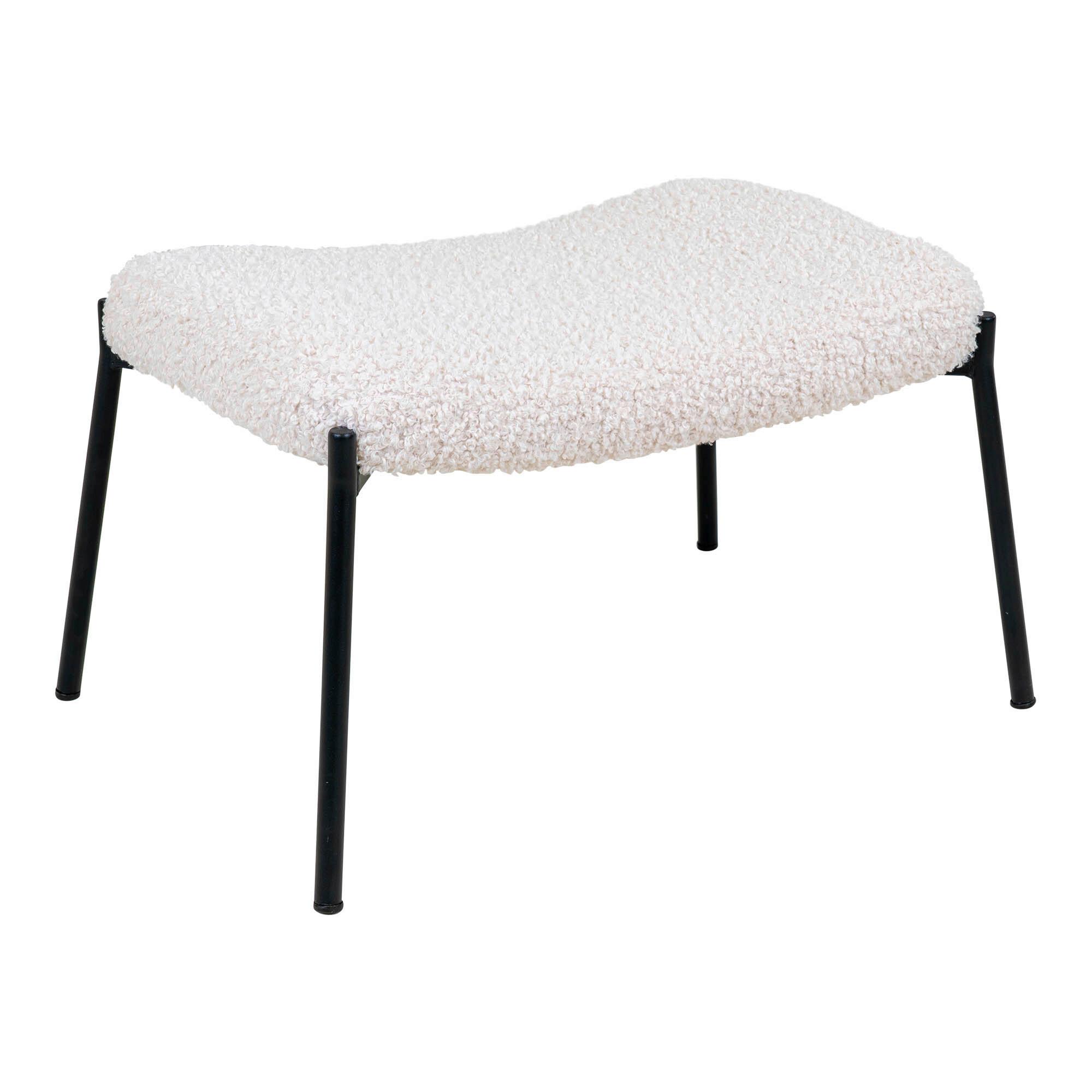 Hocker Glasgow Weiß - Schwarz/Weiß, Basics, Textil/Metall (63/39/42.5cm)