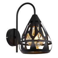 Wandleuchte Hassan Schwarz max. 40 Watt - Schwarz, KONVENTIONELL, Kunststoff/Metall (17/25/29cm) - Globo