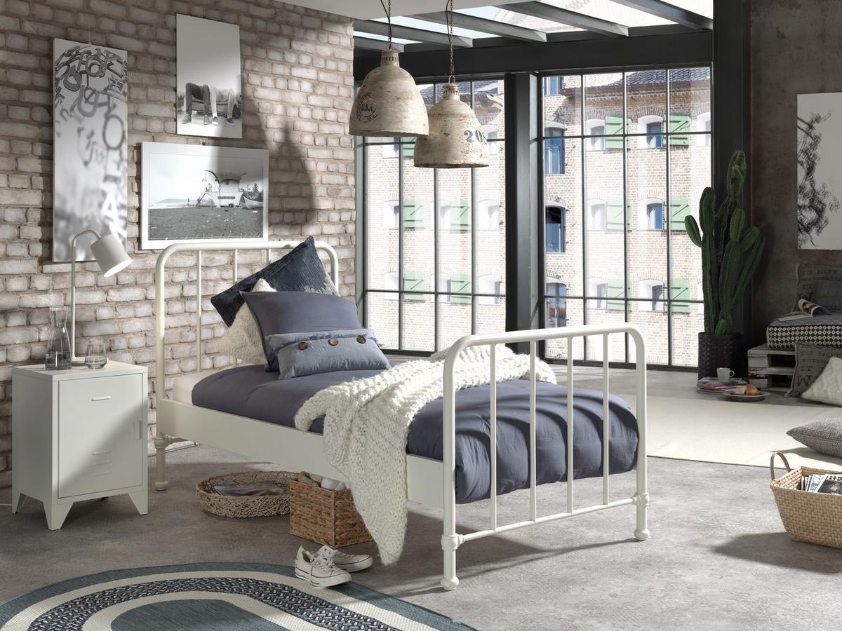 Nachtkästchen Bronxx Weiß - Weiß, MODERN, Metall (40/60/40cm) - Vipack