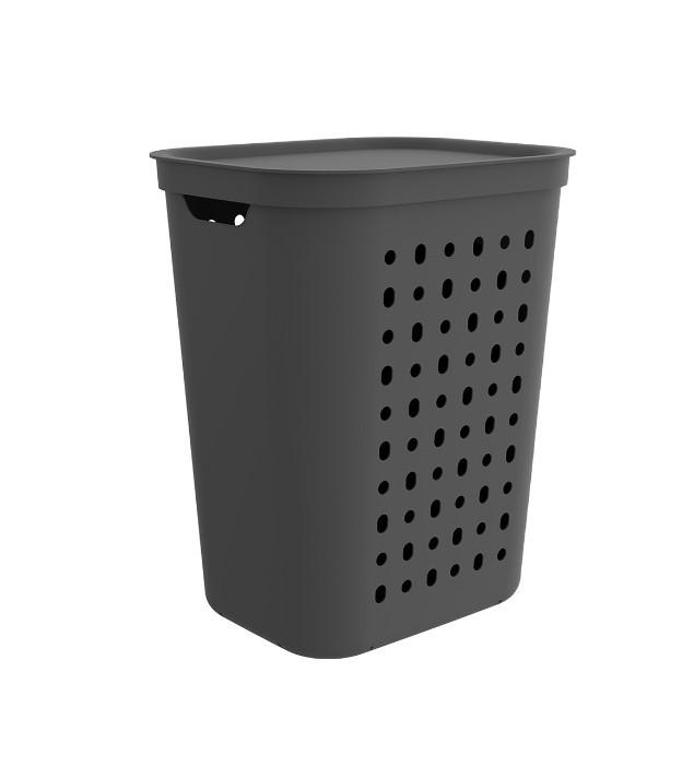 KOSZ NA BIELIZNĘ 1050708853 - antracytowy/biały, Konventionell, tworzywo sztuczne (35,5/53,3/43,2cm) - Rotho