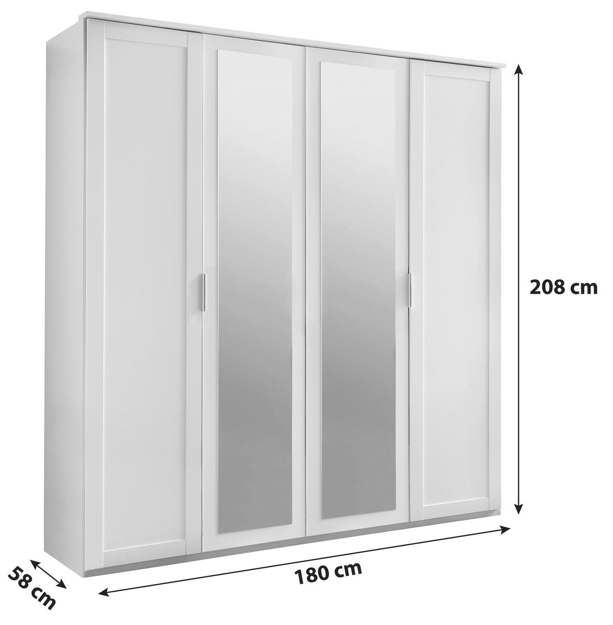 Ormar S Klasičnim Vratima Nadja - bijela/srebrne boje, Konvencionalno, staklo/drvni materijal (180/210/58cm) - Modern Living