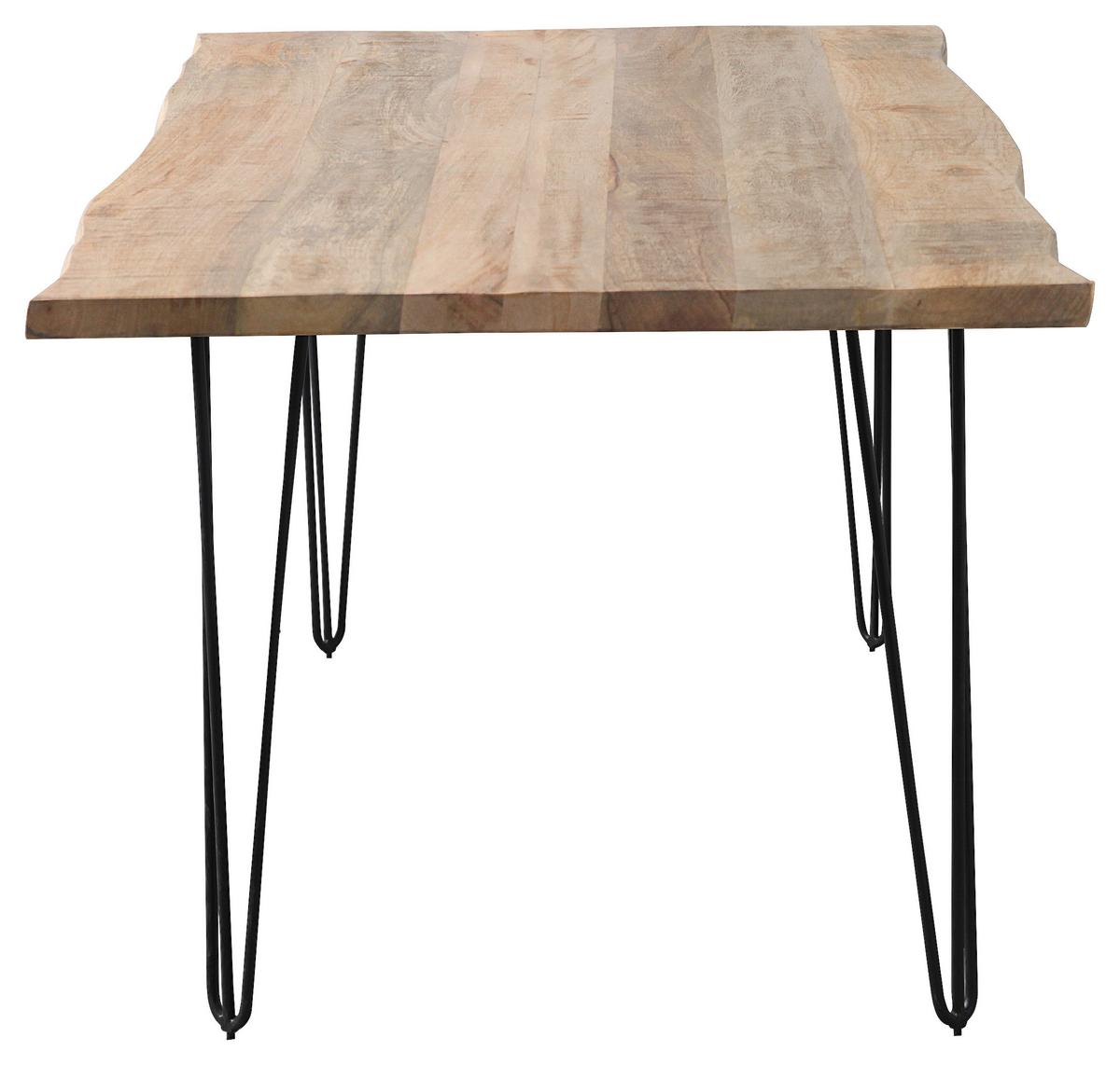 Esstisch Magnus Naturfarben/Schwarz - Schwarz/Naturfarben, Natur, Holz/Metall (160/90/77cm) - Zandiara