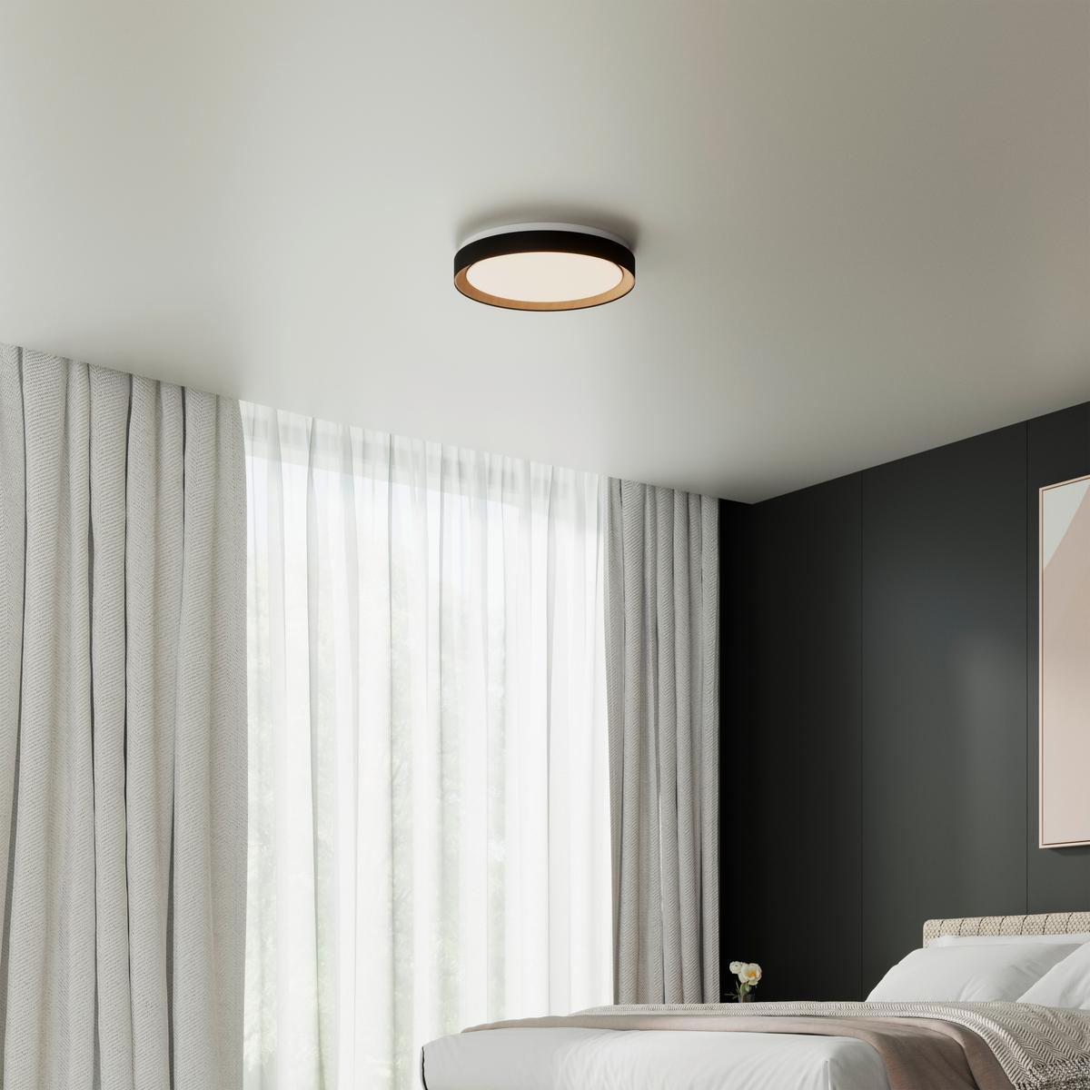 LAMPA SUFITOWA LED NASHVILLE - czarny/kolor dębu sonoma, Basics, tworzywo sztuczne/metal (48/8cm) - Novel