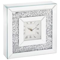 ZEGAR STOŁOWY GD-5186 - GLORY - kolor srebrny, Basics, materiał drewnopochodny/szkło (25,5/25,5/6,5cm) - Ambia Home